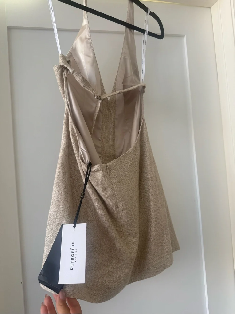 Retrofete Halter Button-Front Mini Dress